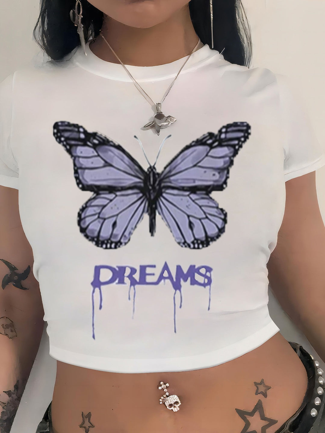 Damen cropped T-Shirt mit exklusivem Pferdemotiv und figurbetontem Schnitt Drune