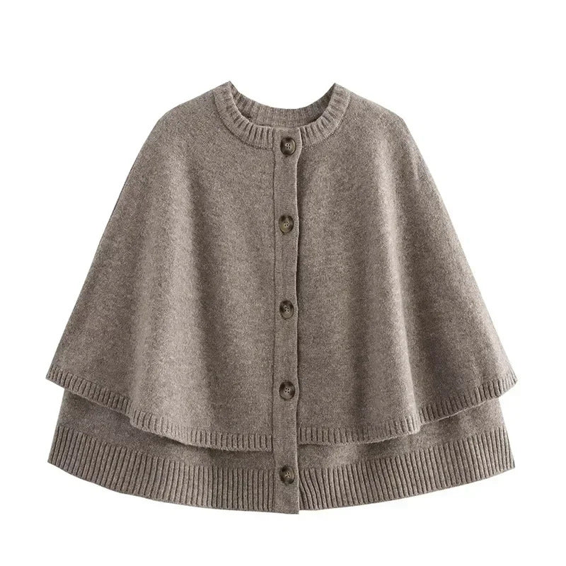 Damen Elegante Strickumhang mit Knopfleiste Drune