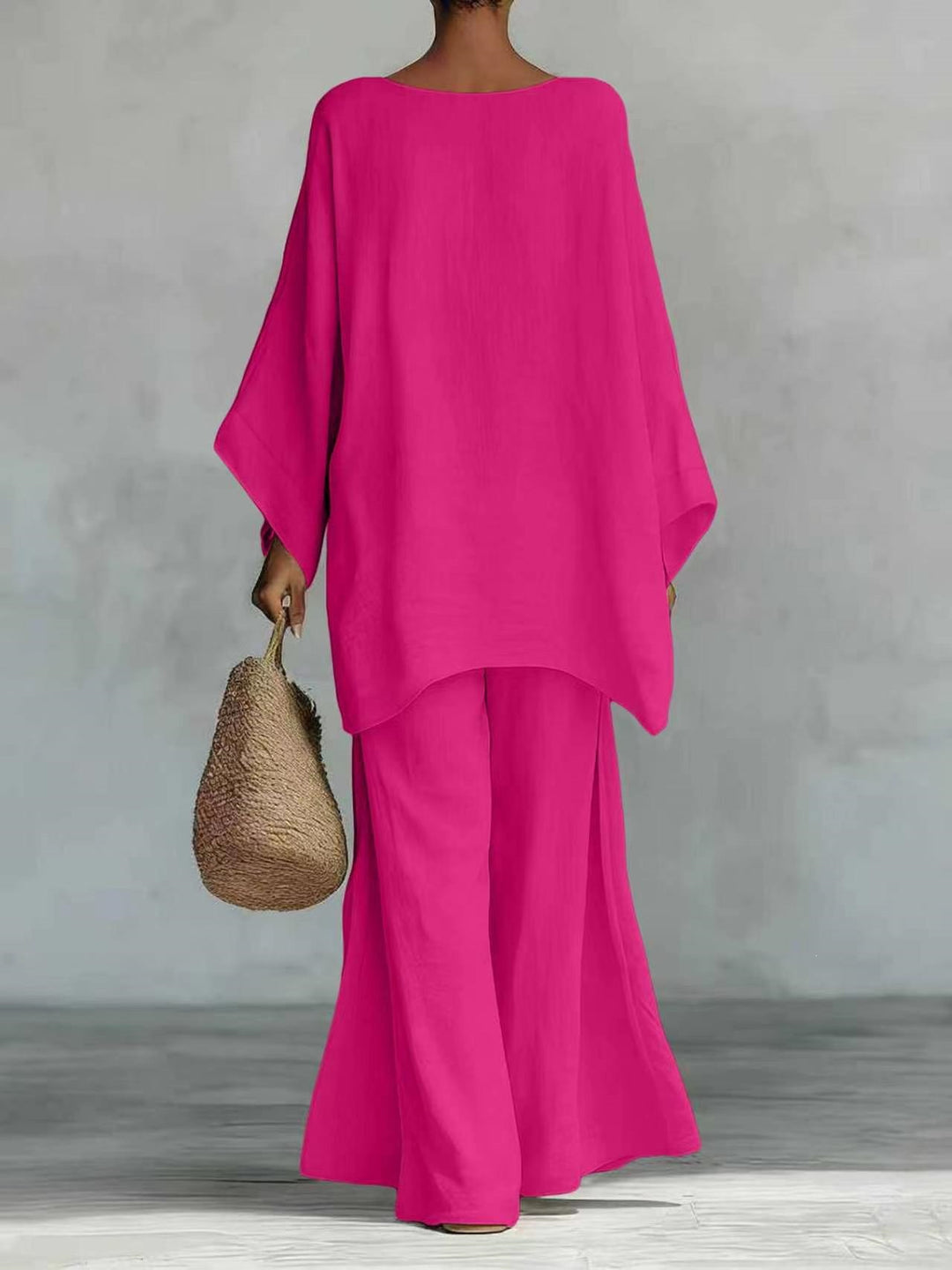 Damen Lässiges Oversize-Kaftanoberteil mit weiten Palazzohosen Drune