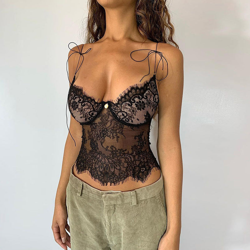 Damen Spitzen-Bustier mit verstellbaren Trägern und romantischen Details Drune