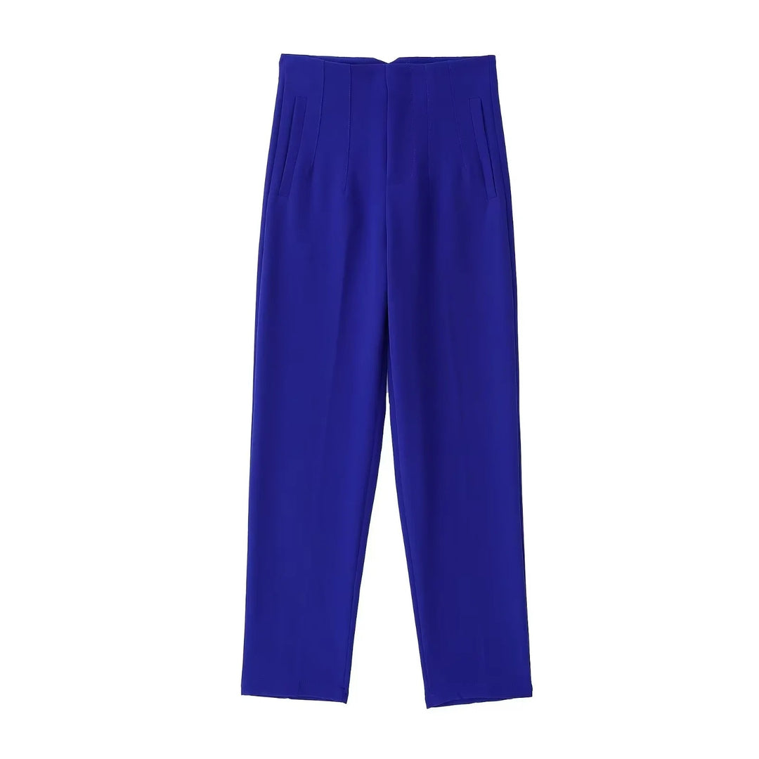 Damen Hochtaillierte tapered Anzughose mit Bügelfalte und Paspeltaschen Drune