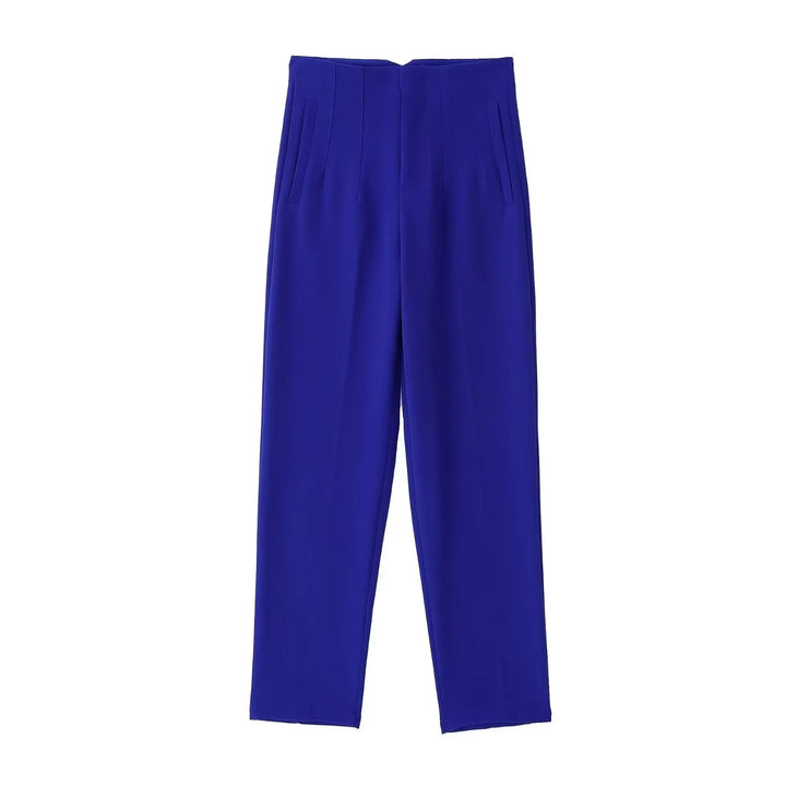 Damen Hochtaillierte tapered Anzughose mit Bügelfalte und Paspeltaschen Drune