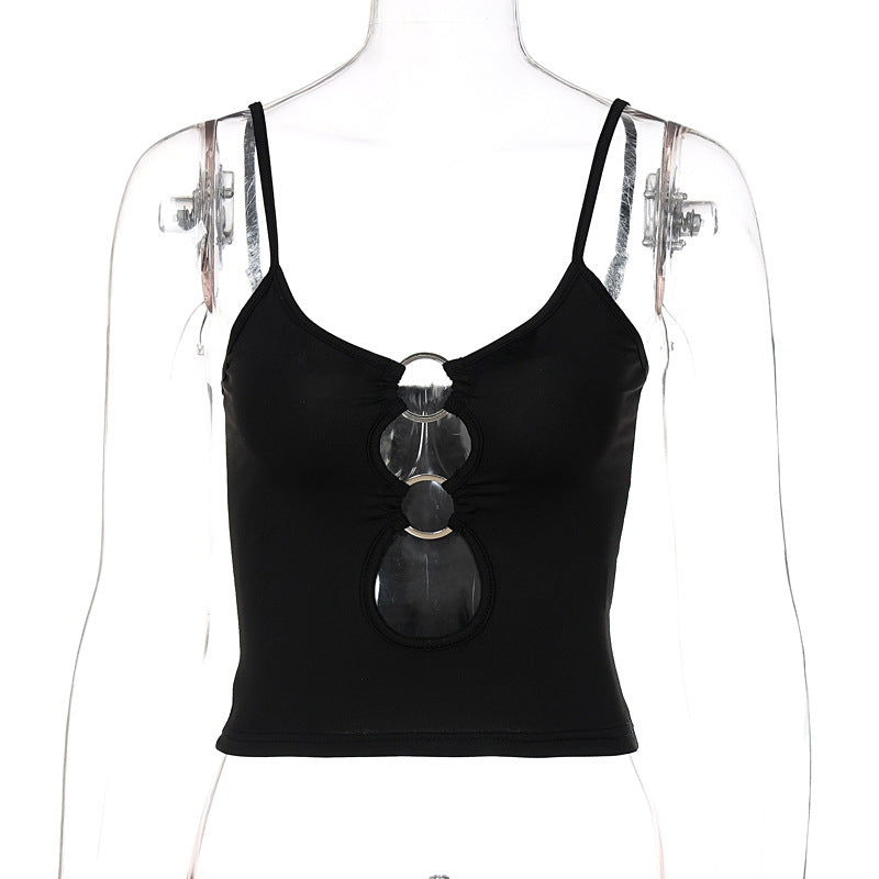 Damen Crop-Top mit dekorativen Cut-Outs Drune