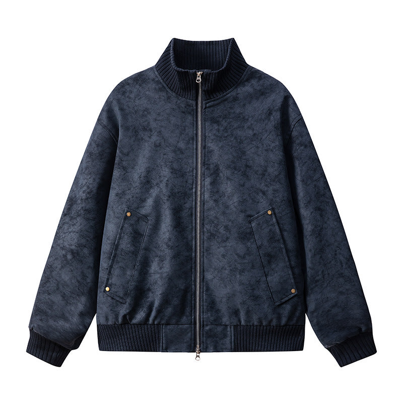 Damen Elegante Kunstlederjacke mit Stehkragen Drune