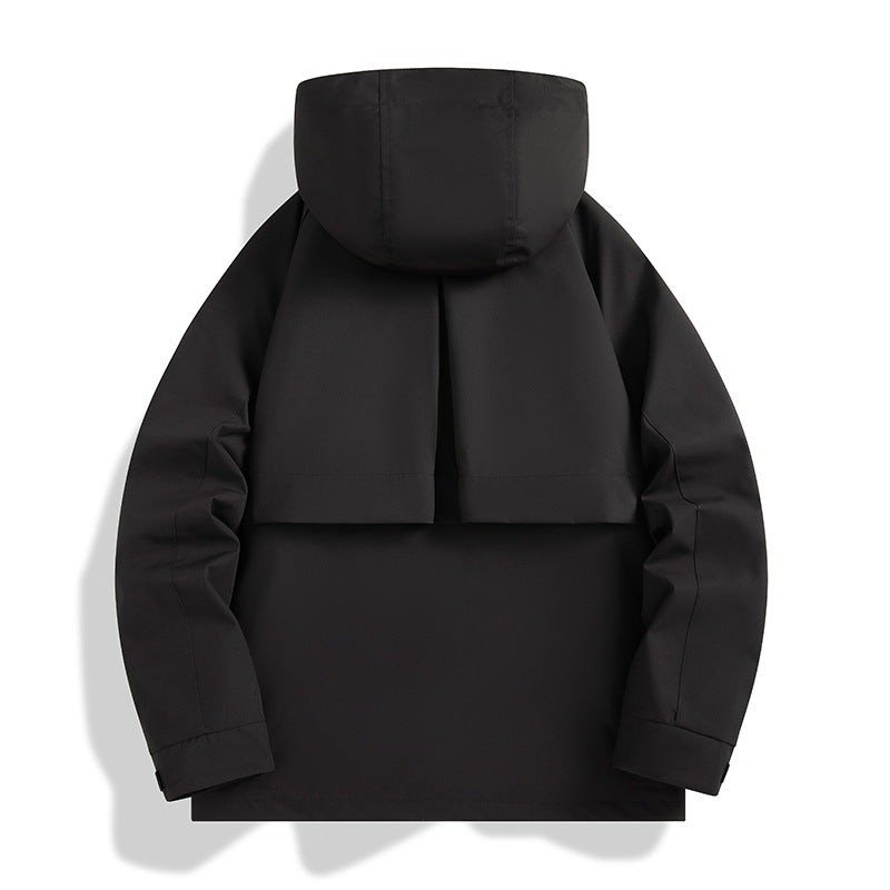 Herren Mehrlagige Softshell-Utilityjacke mit integriertem Fleece-Innenjackett, Kordelzugkapuze und Multifunktions-Taschen Drune