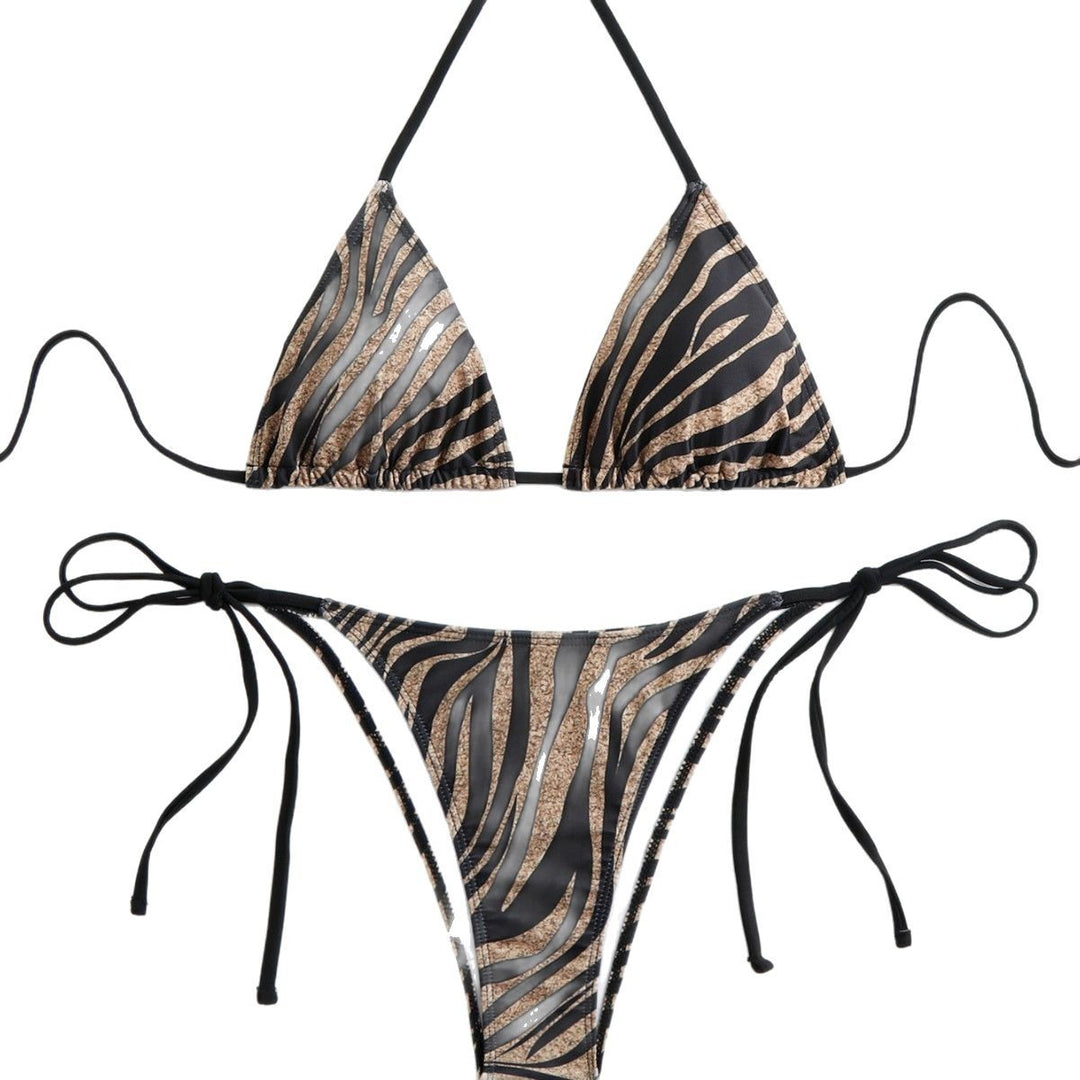 Damen Triangel-Bikini mit elegantem Zebra-Print Drune