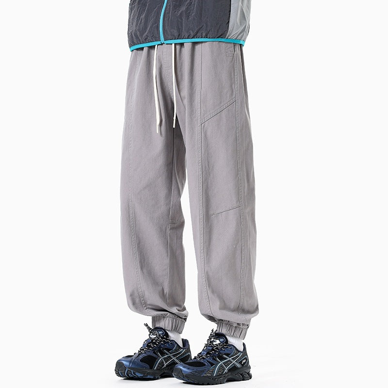 Herren Oversized Utility-Jogginghose aus robustem Baumwollmix mit Kordelbund, seitlichen Cargo‑Taschen & gerippten Bündchen Drune