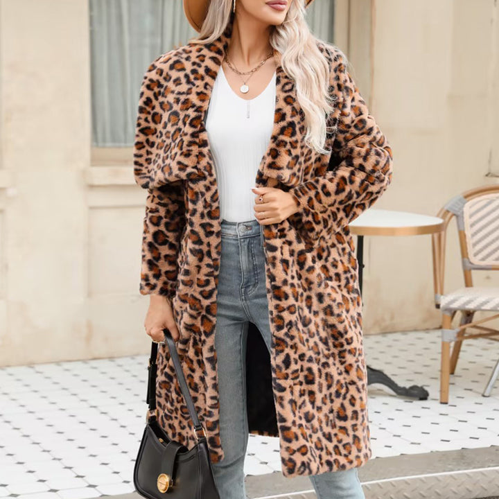 Damen Lange Leopardmuster Drune