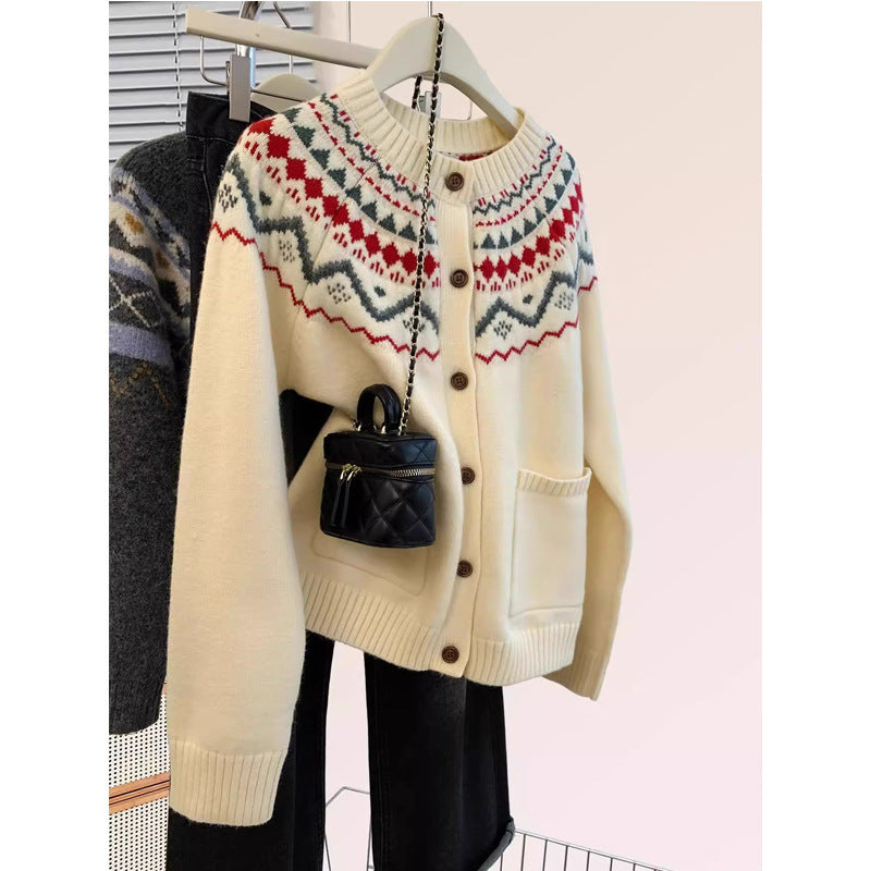Damen Strickjacke mit traditionellem Muster Drune