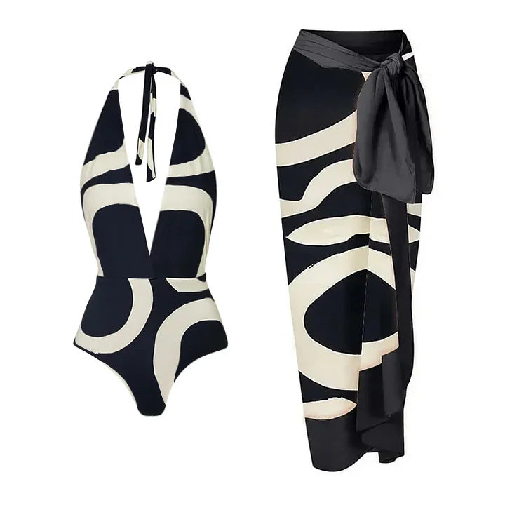 Damen Bikiniset mit asymmetrischem Oberteil und elegantem Wickelrock Drune