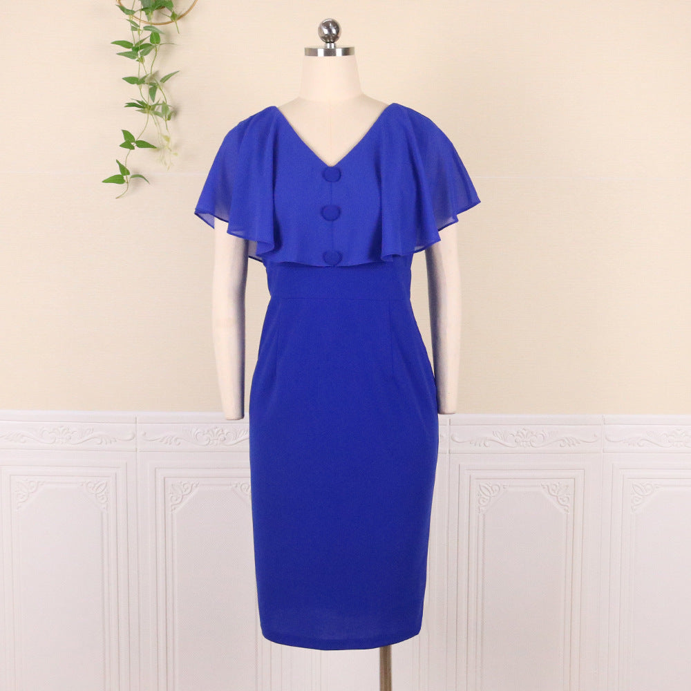 Damen Elegantes Kleid mit schwingenden Volantärmeln Drune