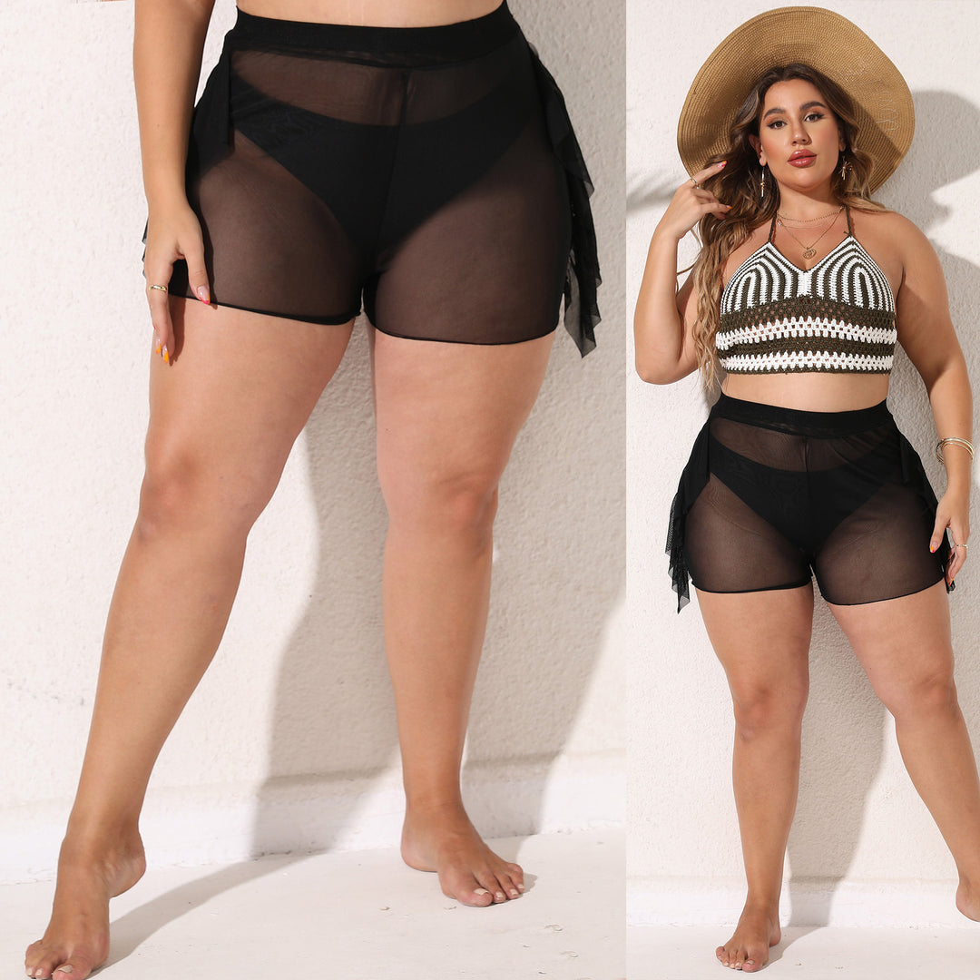 Damen leicht transparente Strandshorts mit fließendem Überwurf Drune