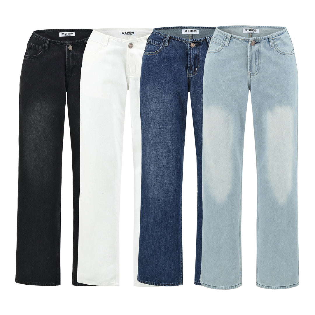 Damen Highwaist Cropped-Jeans mit geradem Schnitt und weitem Bein Drune