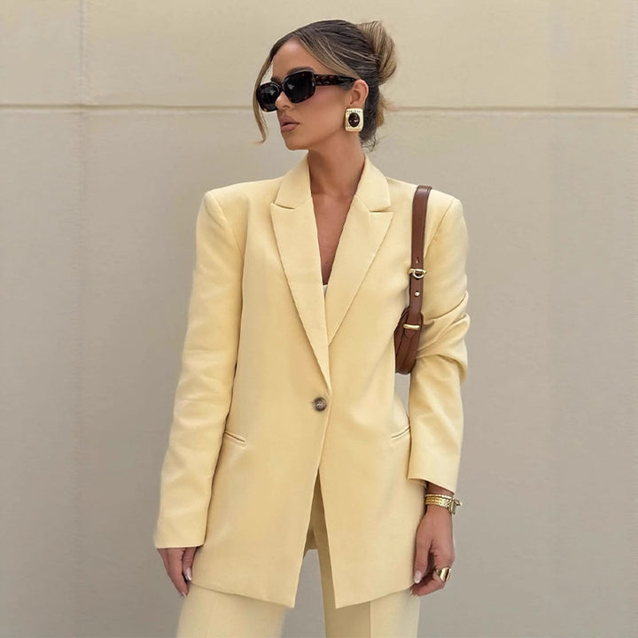 Damen Eleganter Oversize-Blazer mit hoher Taille und weiter Schlaghose Drune
