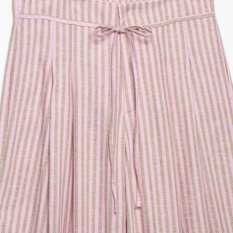 Damen nan weite Leinenhose mit Streifenmuster und Kordelzug Drune