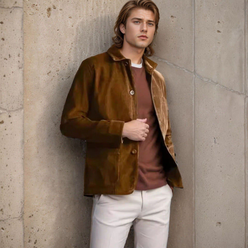 Damen lässige Cordjacke mit praktischen Taschen Drune