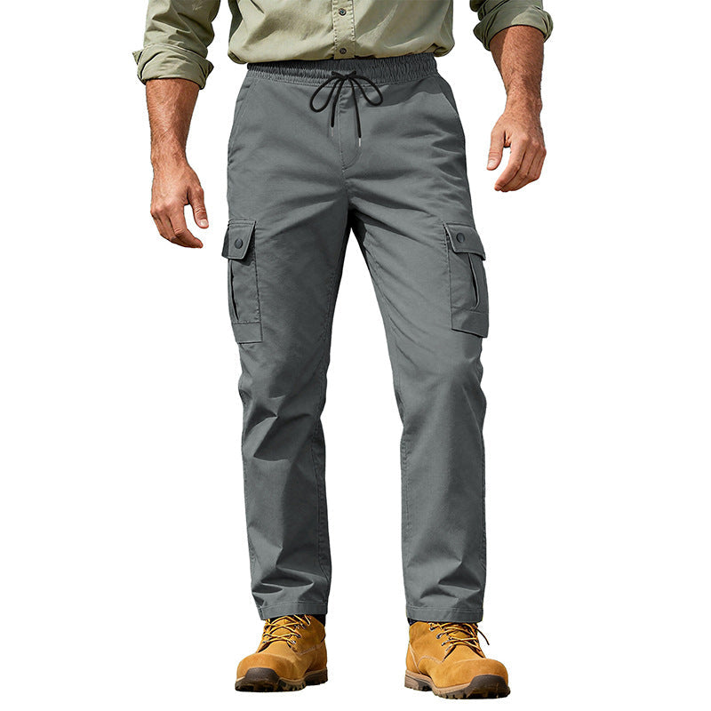 Herren nan robuste Freizeit-Cargohose mit elastischem Bund Tunnelzug und Mehrfachtaschen Drune