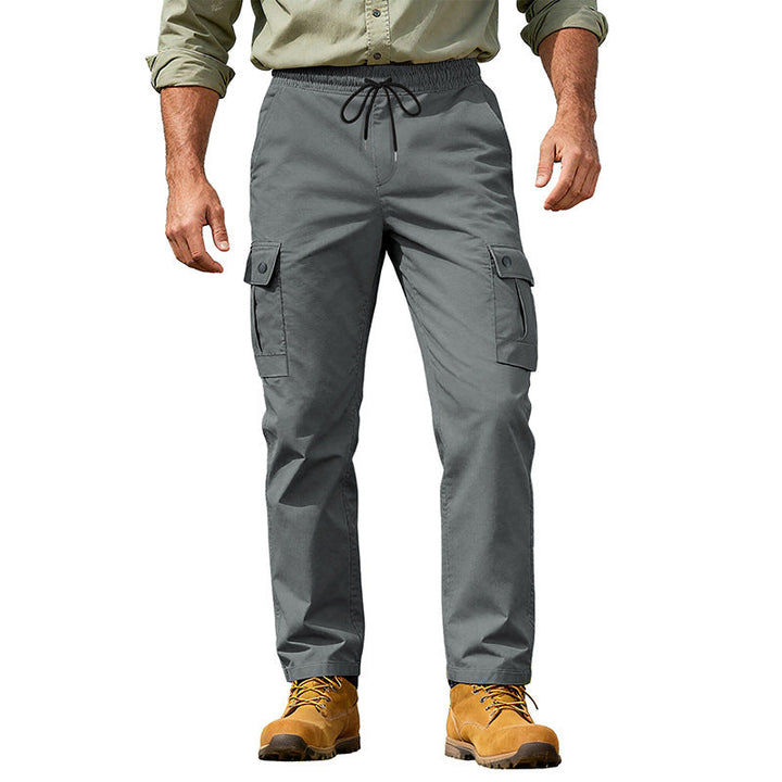Herren nan robuste Freizeit-Cargohose mit elastischem Bund Tunnelzug und Mehrfachtaschen Drune