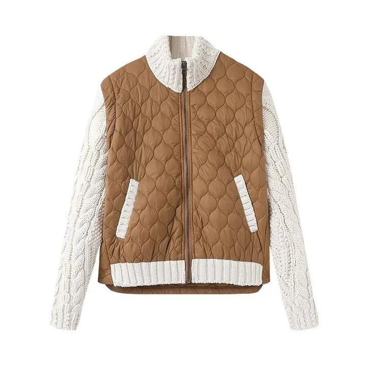 Damen nan gesteppte Hybridjacke mit Strickärmeln, Stehkragen und Pattentaschen Drune
