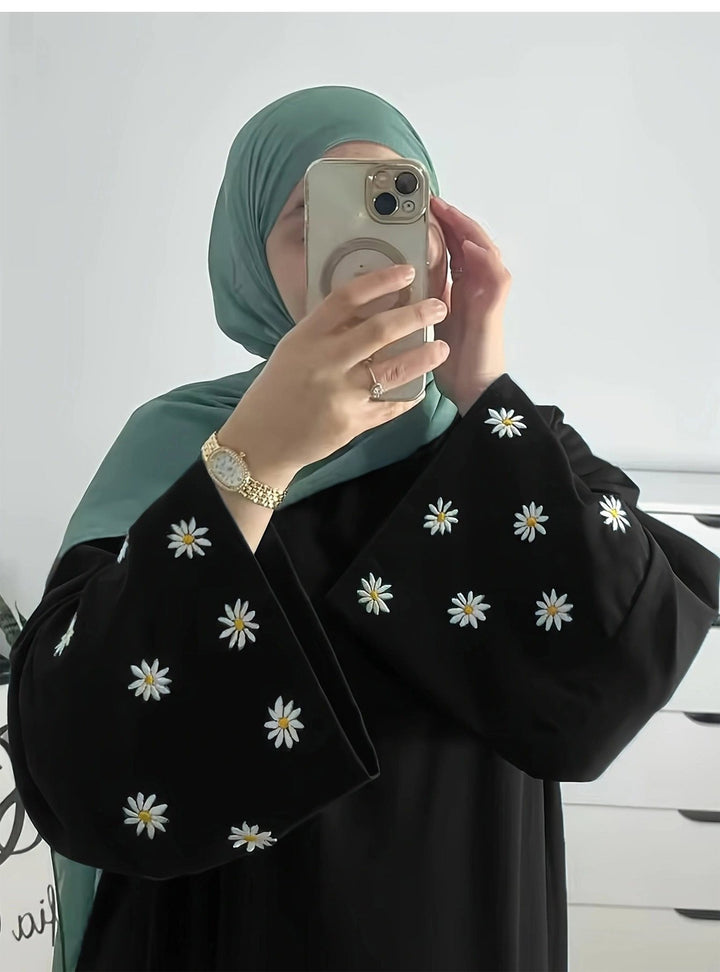Damen elegantes Tunikakleid mit floralem Stickmuster Drune