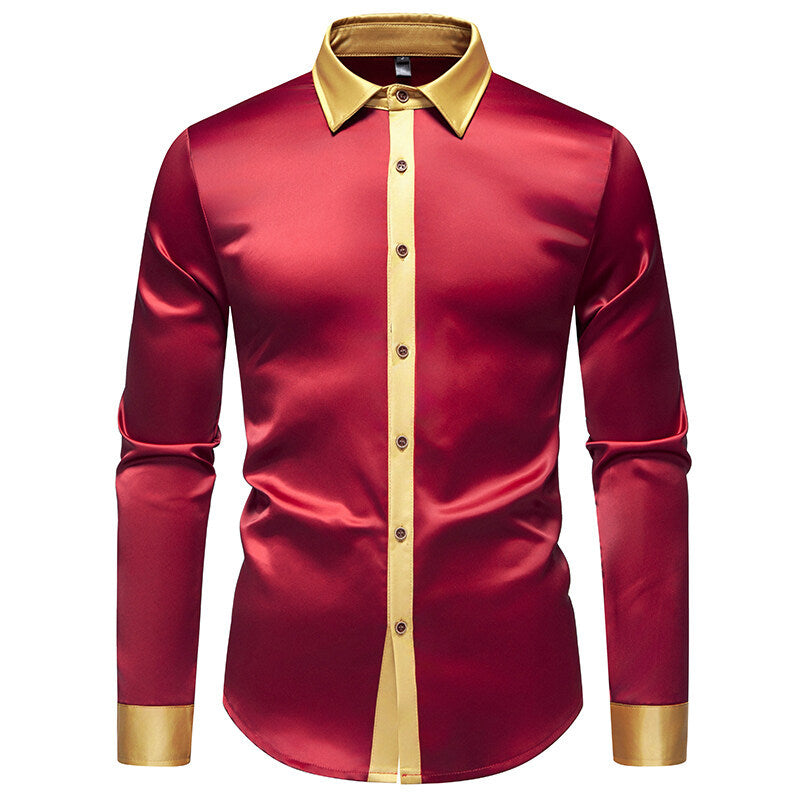Herren Langarm-Hemd mit modernen Satin-Details Drune