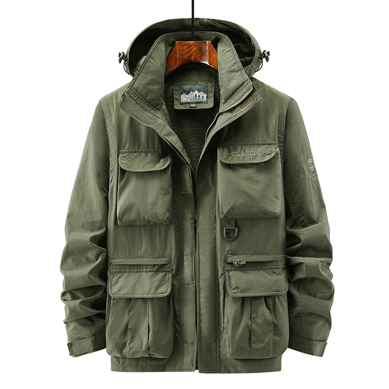 Herren Thermisch Gefütterte Fieldjacke mit Kapuze und Kunstfell-Innenfutter Drune
