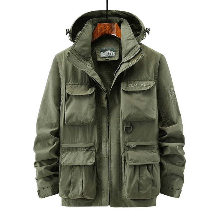 Herren Thermisch Gefütterte Fieldjacke mit Kapuze und Kunstfell-Innenfutter Drune