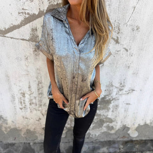 Damen Elegante Satinbluse mit glänzendem Finish und lässigem Schnitt Drune