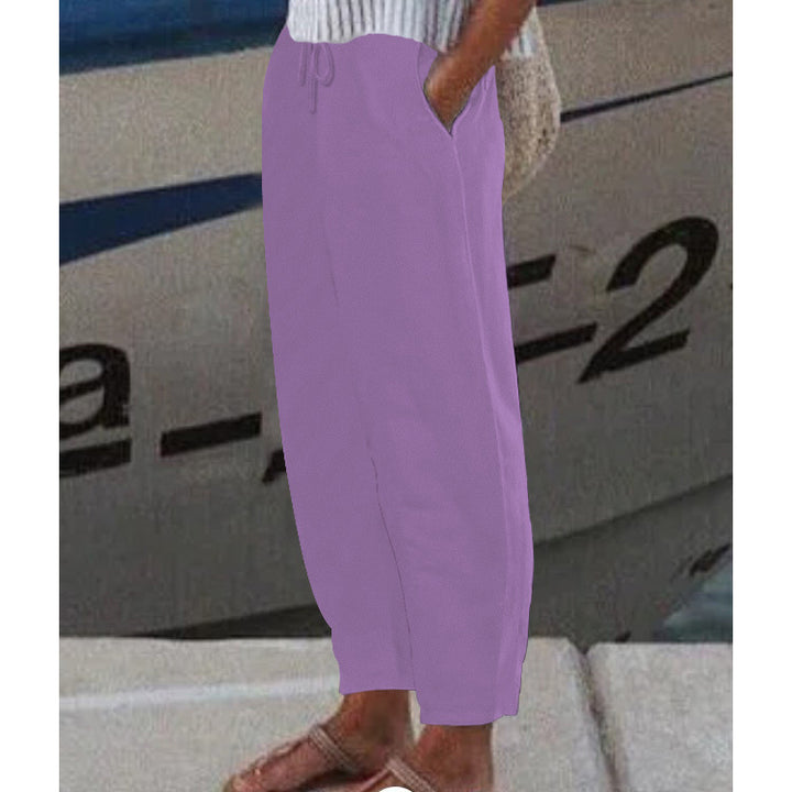 Damen Ankle Harem Hose mit Kordelzug, Seitentaschen und elastischem Knöchelbund Drune