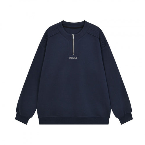Unisex Oversize-Sweatshirt mit halbem Reißverschluss und geripptem Saum Drune