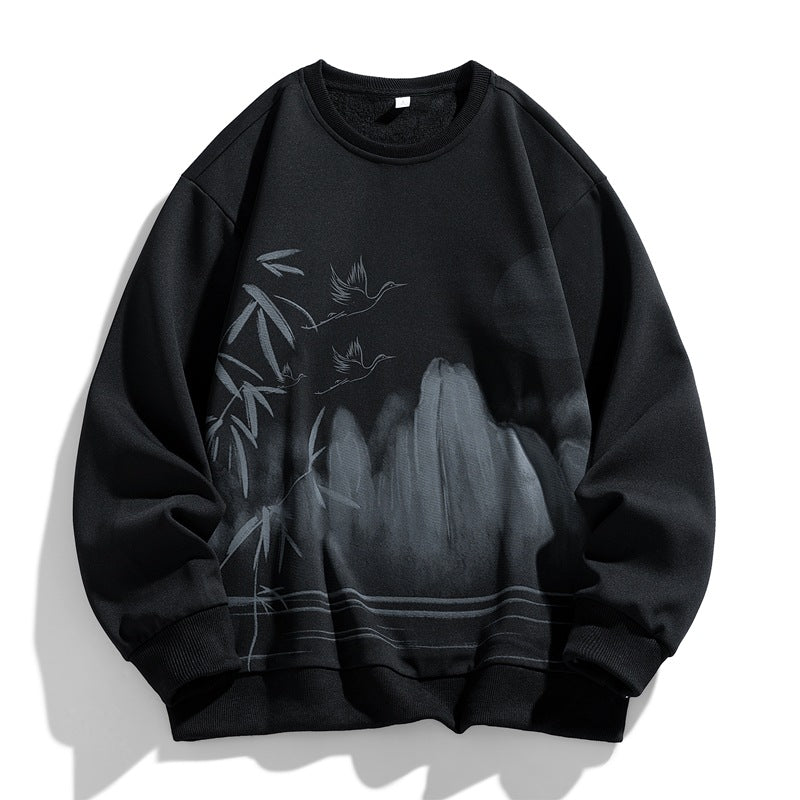 Unisex Oversize‑Sweatshirt mit Pinsel‑Print & geripptem Saum Drune
