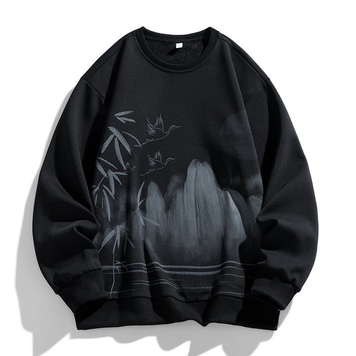 Unisex Oversize‑Sweatshirt mit Pinsel‑Print & geripptem Saum Drune