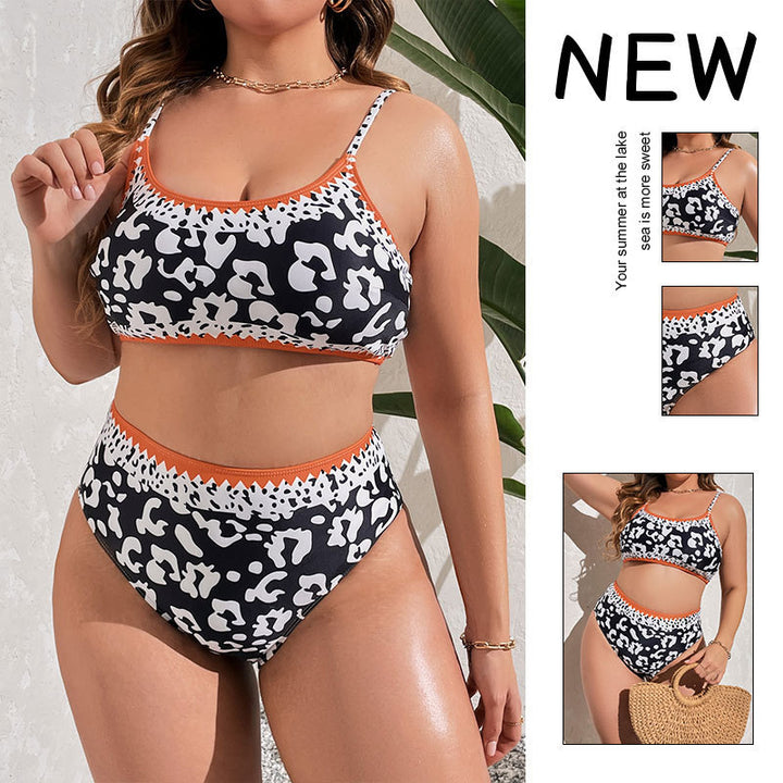 Damen Hochtaillierter Bikini mit animalischem Muster und sportlichem Design Drune