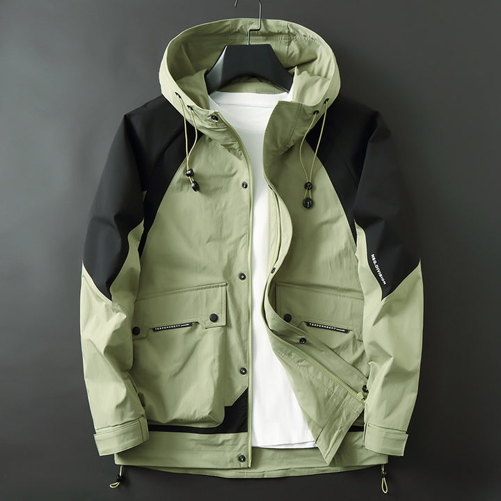 Herren Technische Parka-Jacke im Utility-Stil mit Kapuze, wind- und wasserabweisender Shell Drune