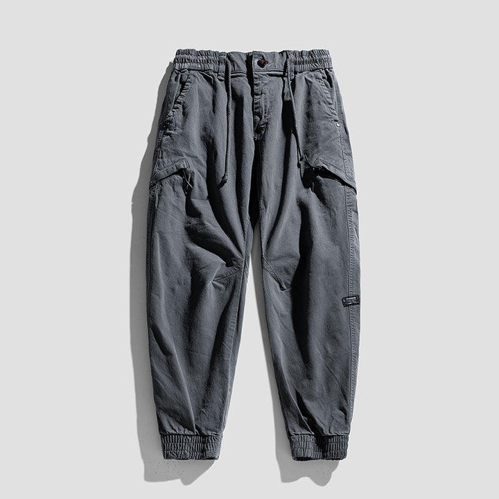 Herren Cargo-Jogginghose im Utility-Look mit elastischem Bund, Kniepaneelen und Klappentaschen Drune