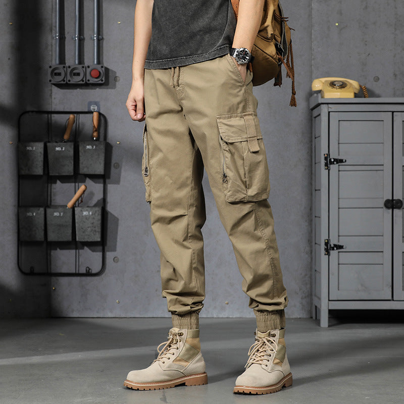 Herren Leichte Tactical-Cargo-Jogginghose mit Tunnelzugbund, Kniepaneelen und Multifunktionstaschen Drune