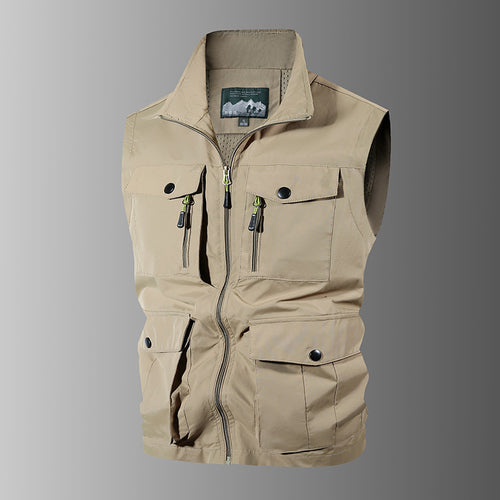 Herren Multifunktions-Outdoorweste mit Mehrfachtaschen und Stehkragen Drune