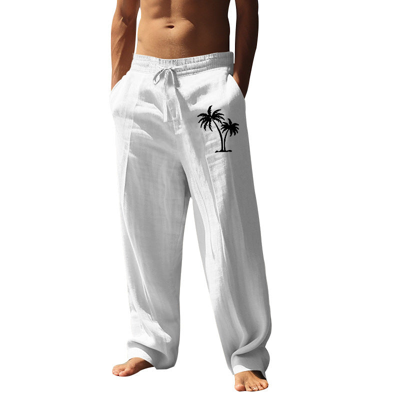 Herren lässige Strandhose aus leichtem, atmungsaktivem Material mit Gummizug und seitlichen Taschen Drune