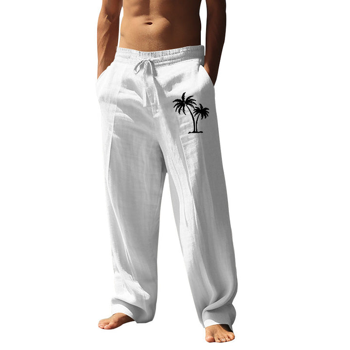 Herren lässige Strandhose aus leichtem, atmungsaktivem Material mit Gummizug und seitlichen Taschen Drune