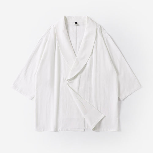 Unisex Oversize-Kimono-Jacke mit Schalkragen und Wickelverschluss Drune