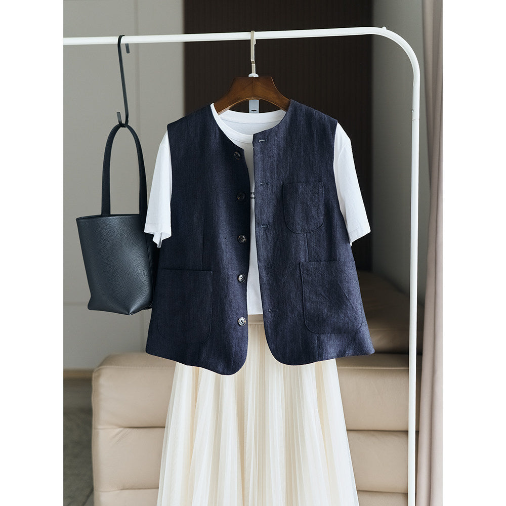 Damen Elegante Leinenweste Drune