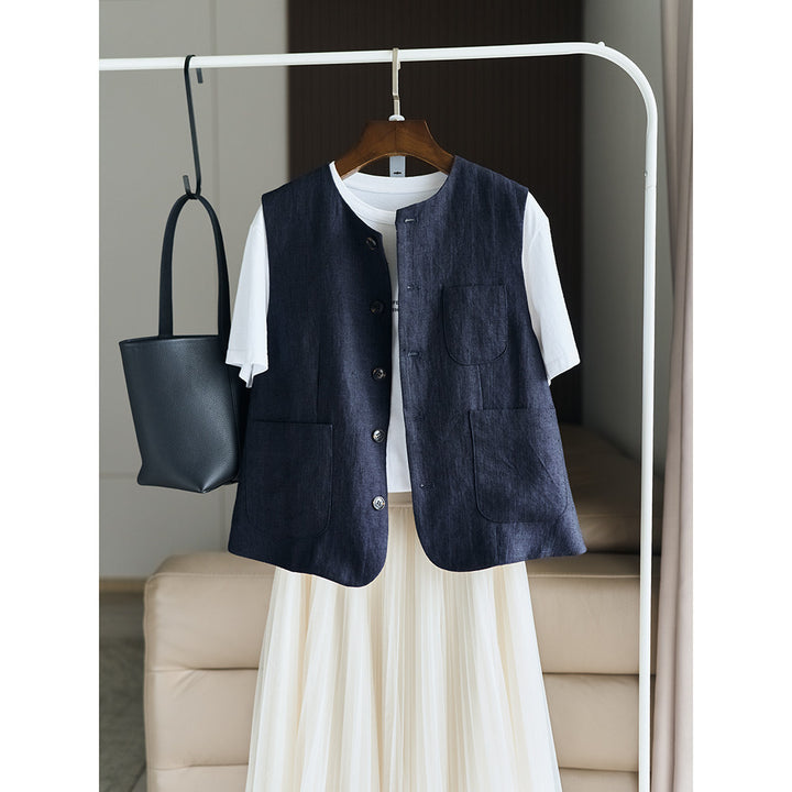 Damen Elegante Leinenweste Drune