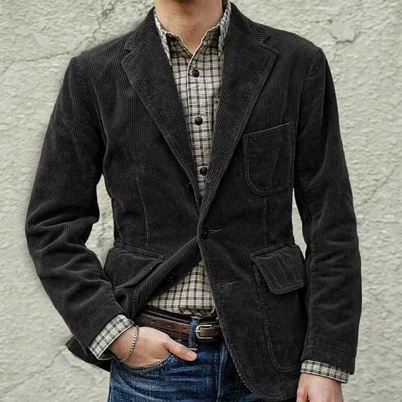 Herren Kordweste im Vintage-Stil mit aufgesetzten Taschen und Knopfverschluss Drune