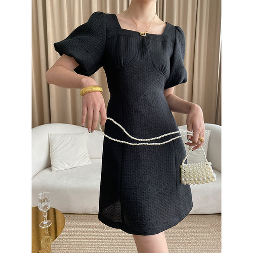 Damen Mini-Kleid mit puffärmeligen Details und strukturiertem Obermaterial Drune