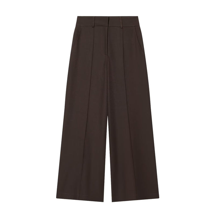 Damen Weite High‑Waist-Hose mit markanter Bügelfalte und Bundfalten Drune