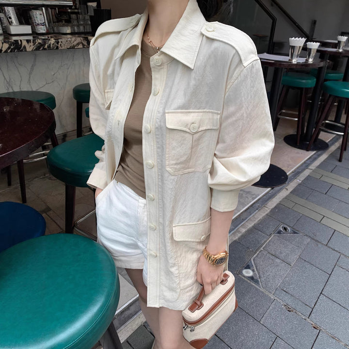 Damen Modische Utility-Jacke mit Taschen Drune