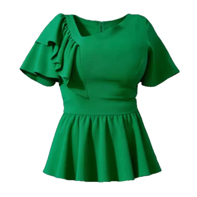 Damen Elegantes Rüschenoberteil mit fließendem Saum Drune