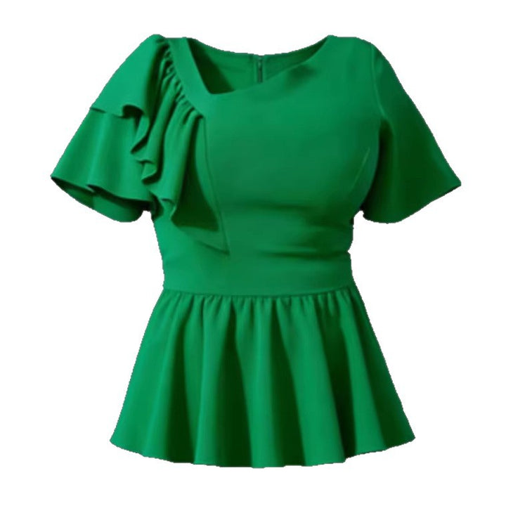 Damen Elegantes Rüschenoberteil mit fließendem Saum Drune