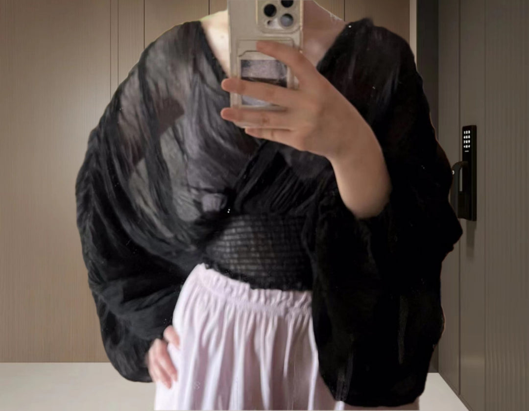 Damen Wickelbluse mit voluminösen Ärmeln und elegantem Design Drune