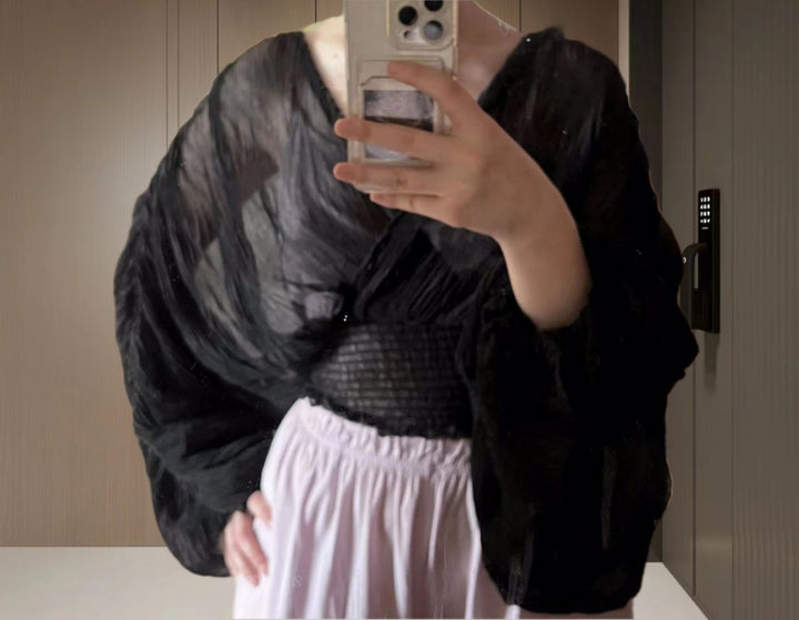 Damen Wickelbluse mit voluminösen Ärmeln und elegantem Design Drune